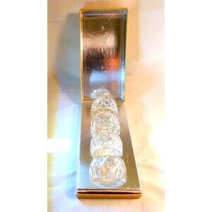 Atlantis Lead Crystal Hand Blown Hand Cut Set 4 Napkin Rings Portugal NIB